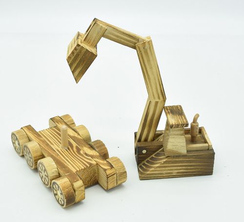 批发热卖 木质挖土机模型 儿童玩具车模型 木质工艺品 儿童